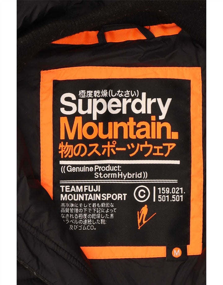 Damska wyściełana kurtka z kapturem Superdry UK 14, średni czarny poliester w cętki