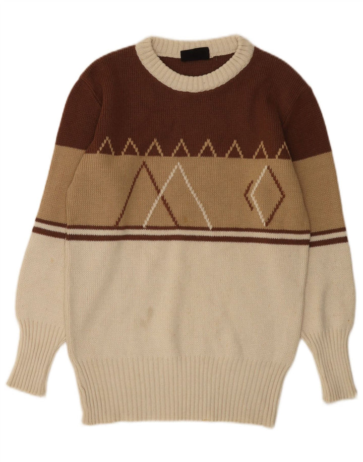 Sweter damski w stylu vintage z dekoltem w łódkę UK 12, średni, wielobarwny