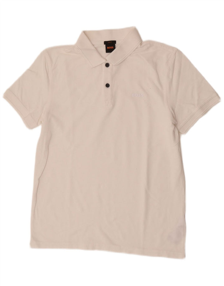Męska koszulka polo Slim Fit Hugo Boss, średnia biała bawełna
