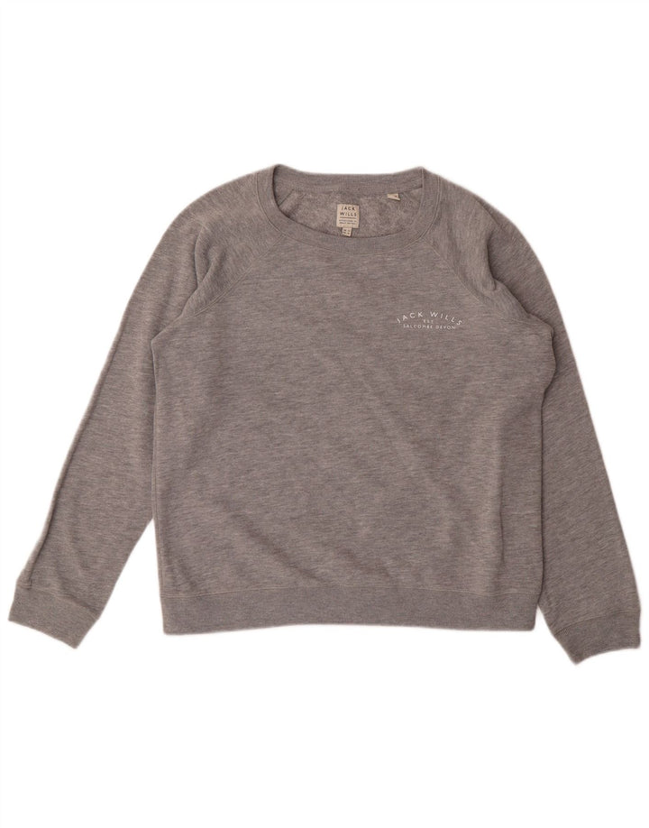 JACK WILLS Womens Sweatshirt Jumper UK 14 Large Grey Cotton