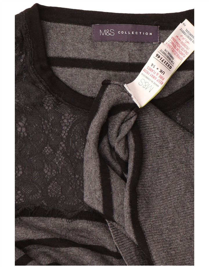 MARKS & SPENCER Krótki sweter damski UK 14 w średnie szare paski