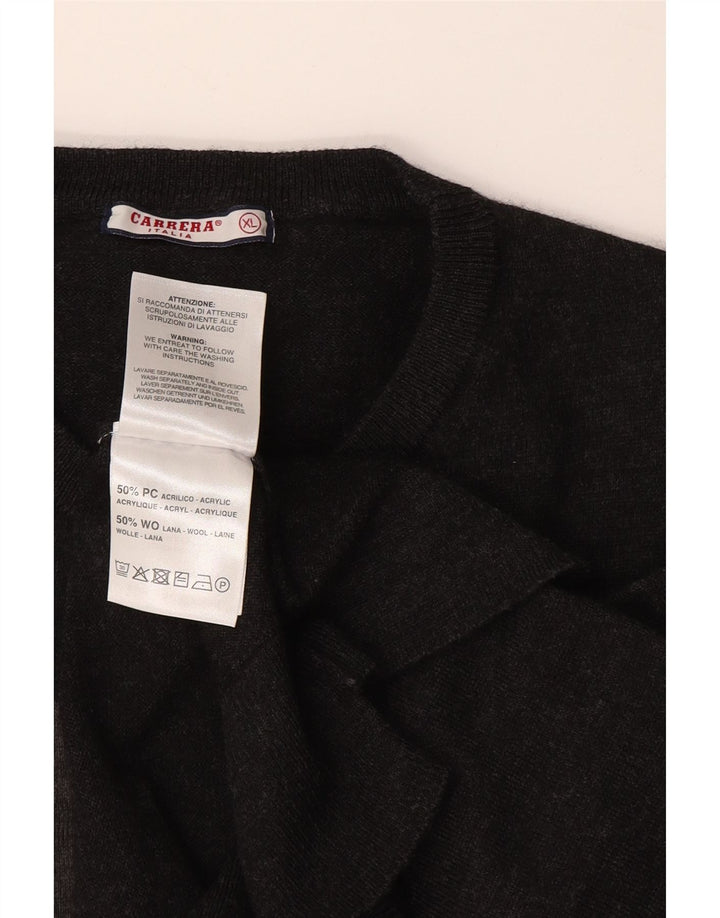 Męski sweter z okrągłym dekoltem Carrera XL, szary, geometryczny akryl