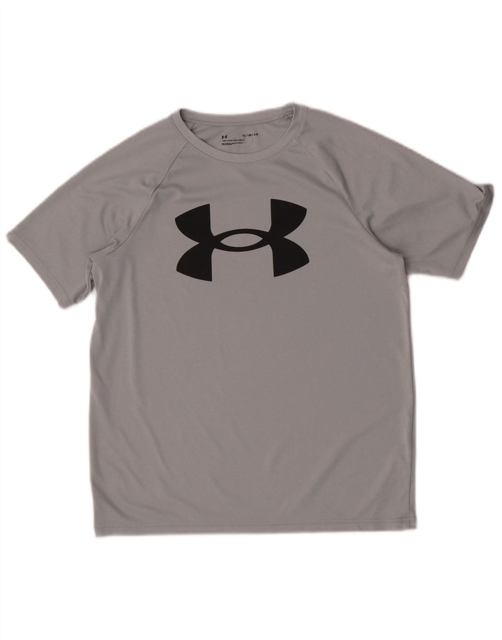 Chłopięcy T-shirt z grafiką Under Armour, rozmiar 11-12 lat, duży, szary
