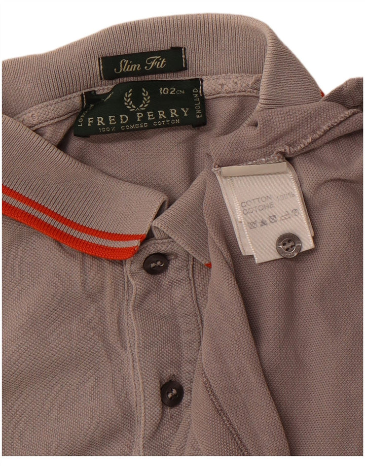 FRED PERRY Mens Slim Fit Polo Shirt Medium Grey Cotton