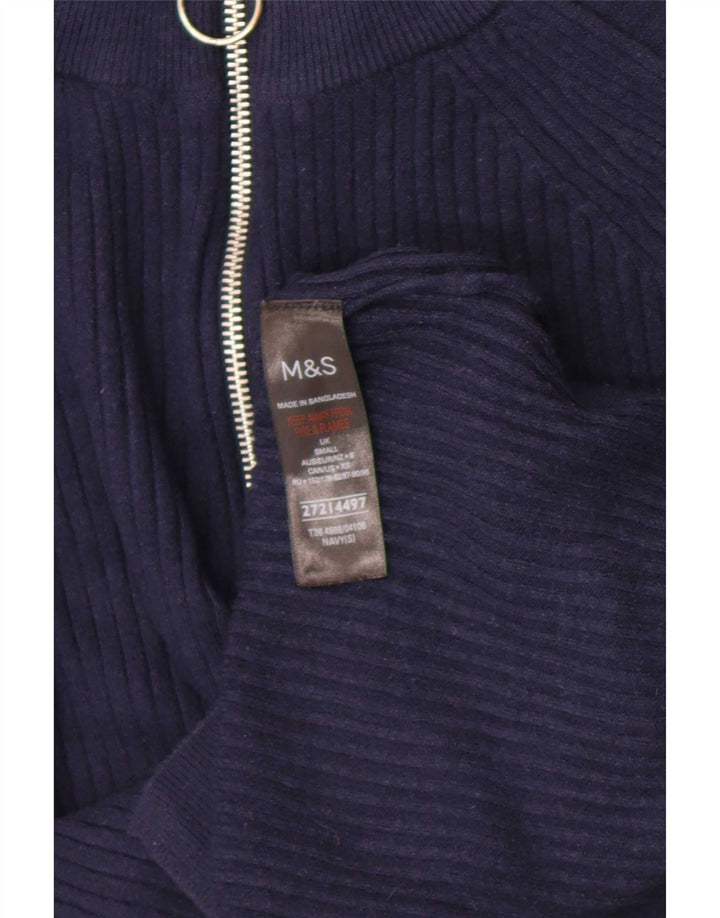 Marks & Spencer Damski sweter z zamkiem błyskawicznym UK 10, mały, granatowy