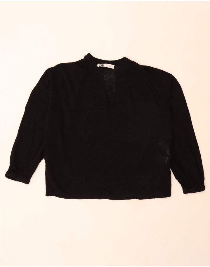 Sweter damski Zara Oversize z rękawem 3/4 i dekoltem w kształcie litery V, UK 14, średni czarny