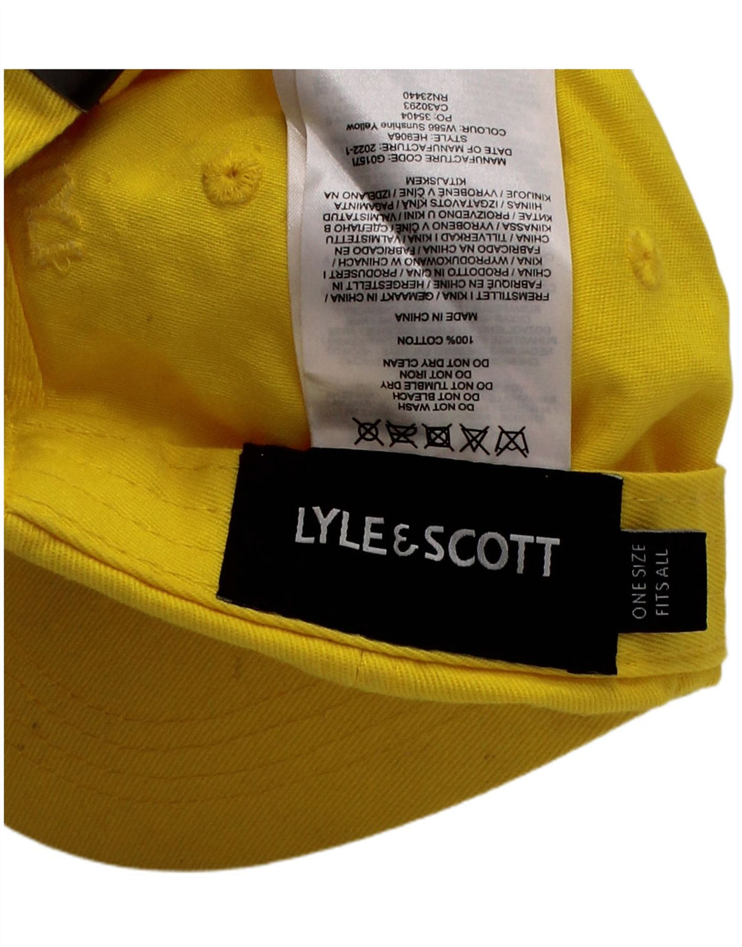 Męska czapka z daszkiem z grafiką LYLE & SCOTT w jednym rozmiarze, żółta, bawełniana, klasyczna