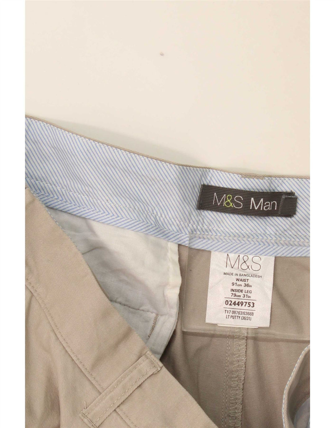 Męskie proste spodnie chino Marks & Spencer W36 L31 Szary poliester
