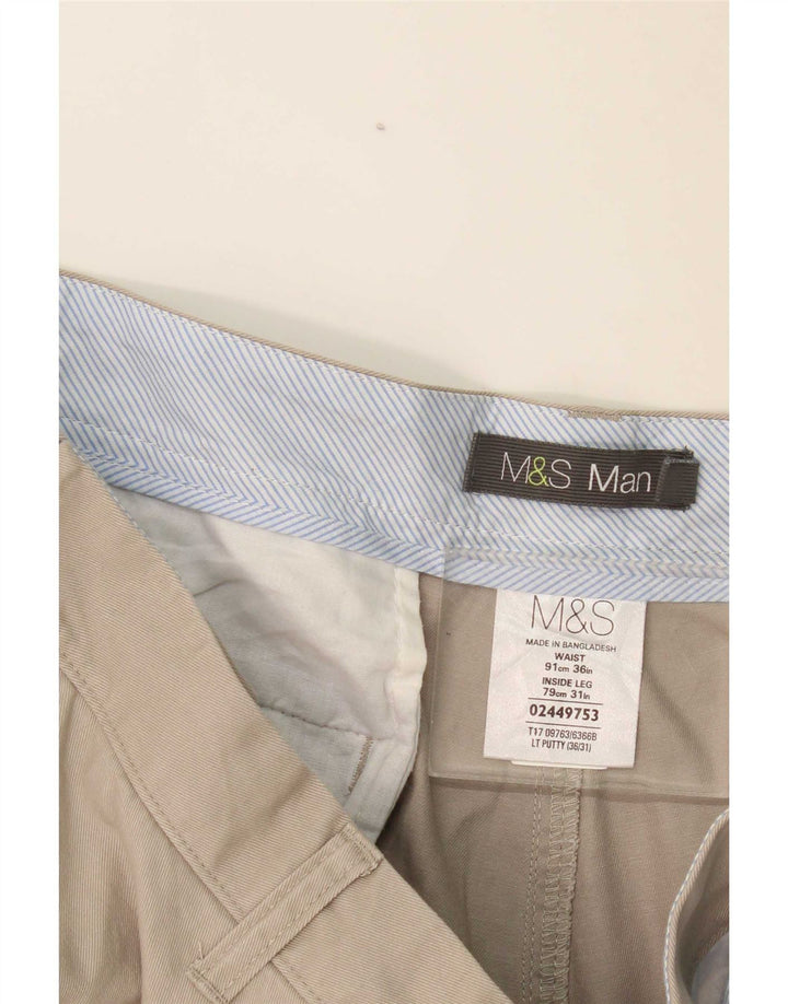 Męskie proste spodnie chino Marks & Spencer W36 L31 Szary poliester