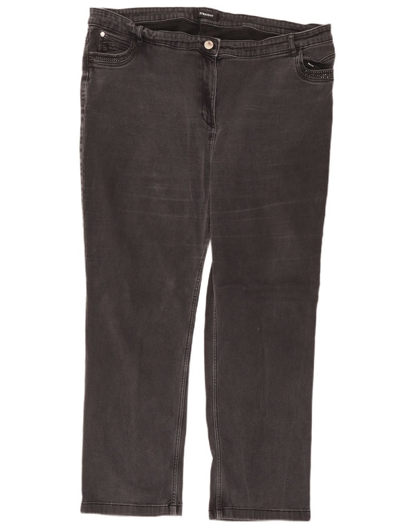 Marks & Spencer Womens Straight Jeans UK 24 4XL W40 L28 Black Cotton