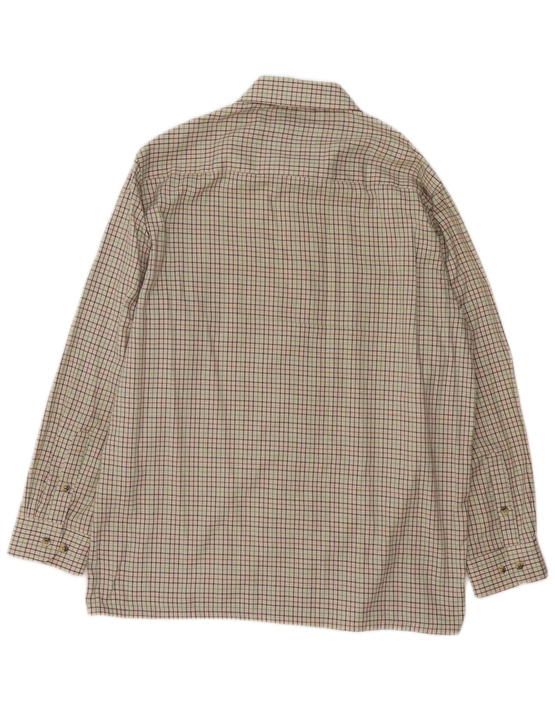 Koszula męska w stylu vintage, rozmiar 16 1/2, duża, beżowa, poliestrowa kratka