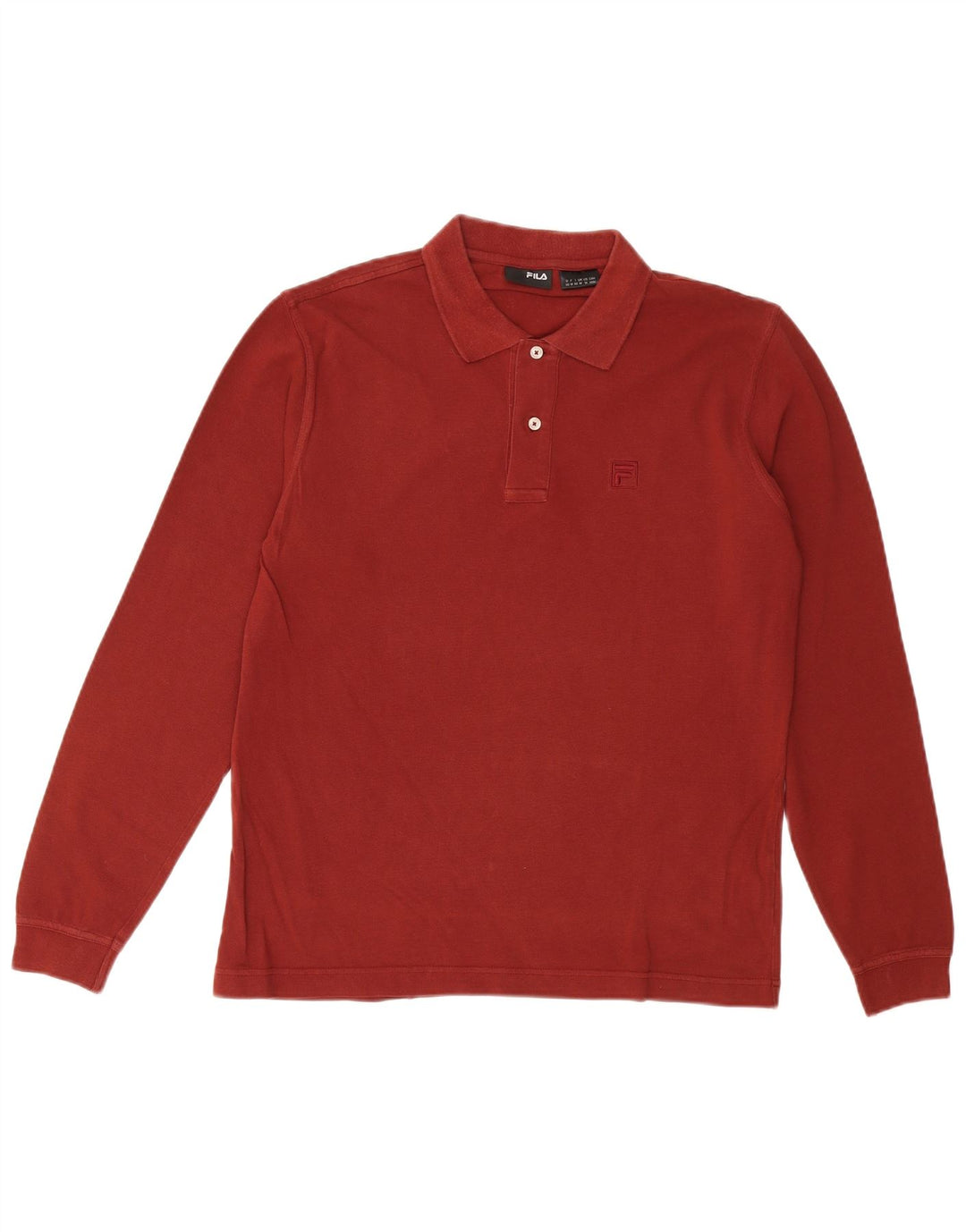 FILA Mens Long Sleeve Polo Shirt Medium Red Cotton