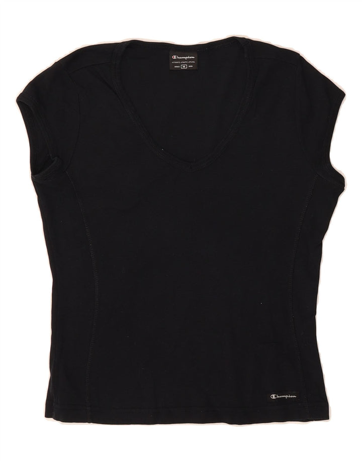CHAMPION Womens T-Shirt Top UK 12 Medium Black Vintage Champion and Second-Hand Champion from Messina Hembry 