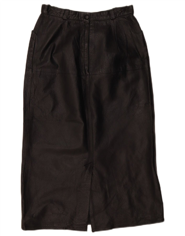 VINTAGE Damska skórzana spódnica EU 36 Mała W26 Czarna skóra