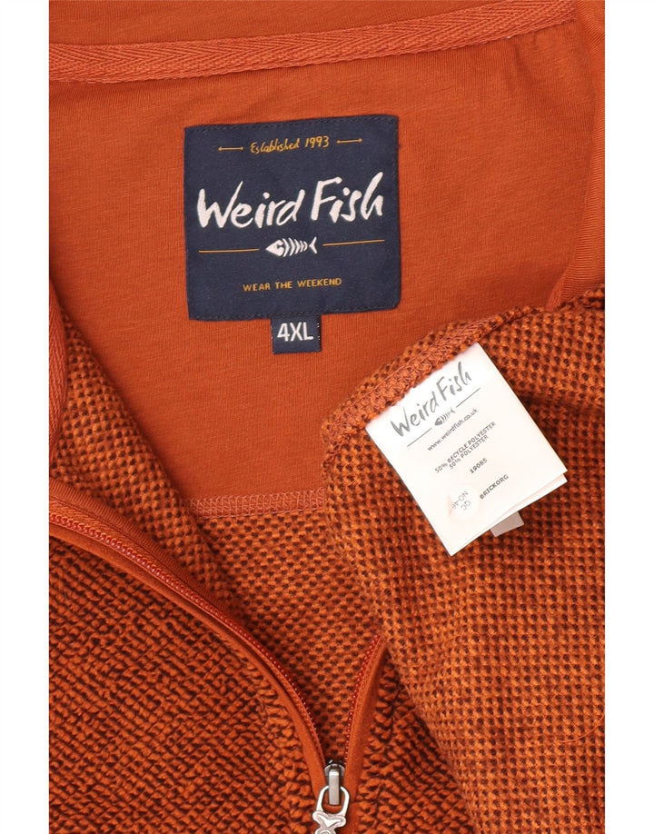 Męski sweter polarowy Weird Fish z zamkiem błyskawicznym, 4XL, brązowy poliester