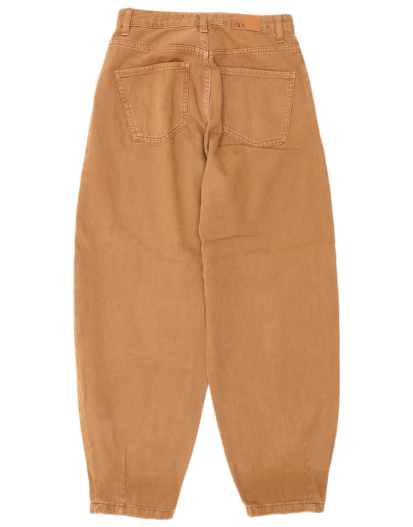 Damskie jeansy Zara Balon z wysokim stanem EU 36 XS W26 L28 Brązowa bawełna