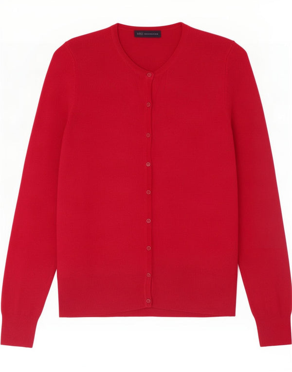 Marks & Spencer Damski sweter kardigan UK 14, duża, czerwona wiskoza