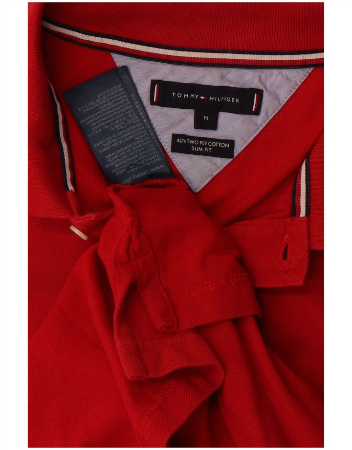 TOMMY HILFIGER Mens Slim Fit Polo Shirt Medium Red Cotton