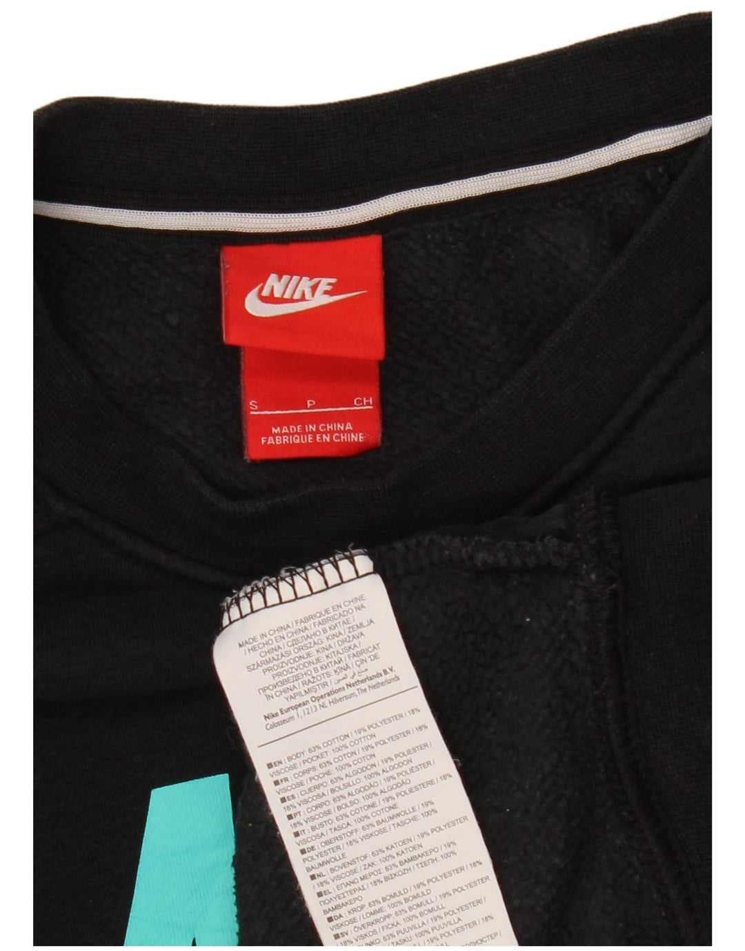 Damski sweter oversize z grafiką NIKE UK 10, mały, czarny, bawełniany