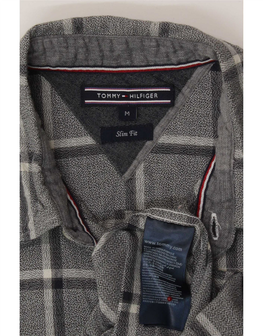 Koszula flanelowa męska Tommy Hilfiger Slim Fit, średnia, granatowa, bawełniana w kratę