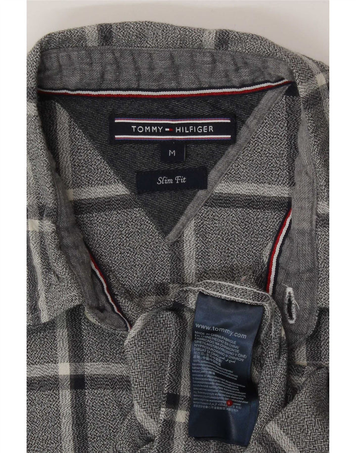 Koszula flanelowa męska Tommy Hilfiger Slim Fit, średnia, granatowa, bawełniana w kratę