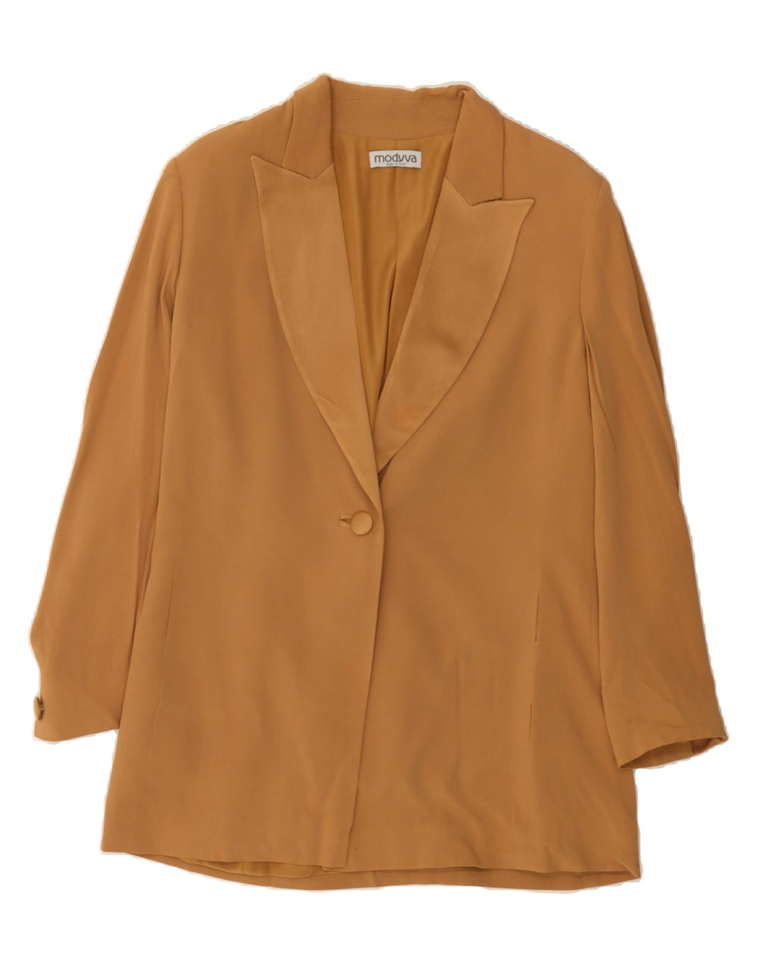 MODYVA Womens Long Sleeve 1 Button Blazer Jacket IT 46 Large Brown Acetate Vintage Modyva and Second-Hand Modyva from Messina Hembry 