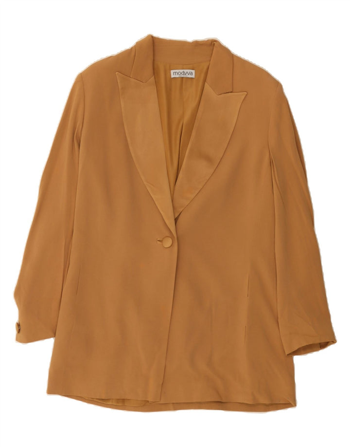 MODYVA Womens Long Sleeve 1 Button Blazer Jacket IT 46 Large Brown Acetate Vintage Modyva and Second-Hand Modyva from Messina Hembry 