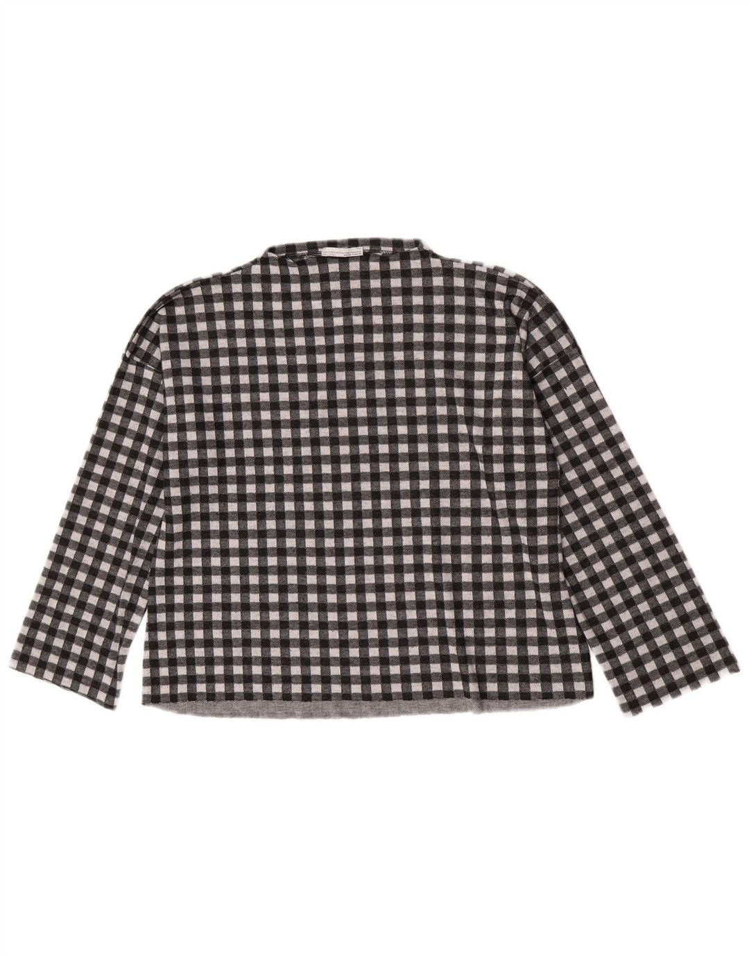Damski top oversize Zara z długim rękawem, UK 10, mały, czarny, poliester w kratkę