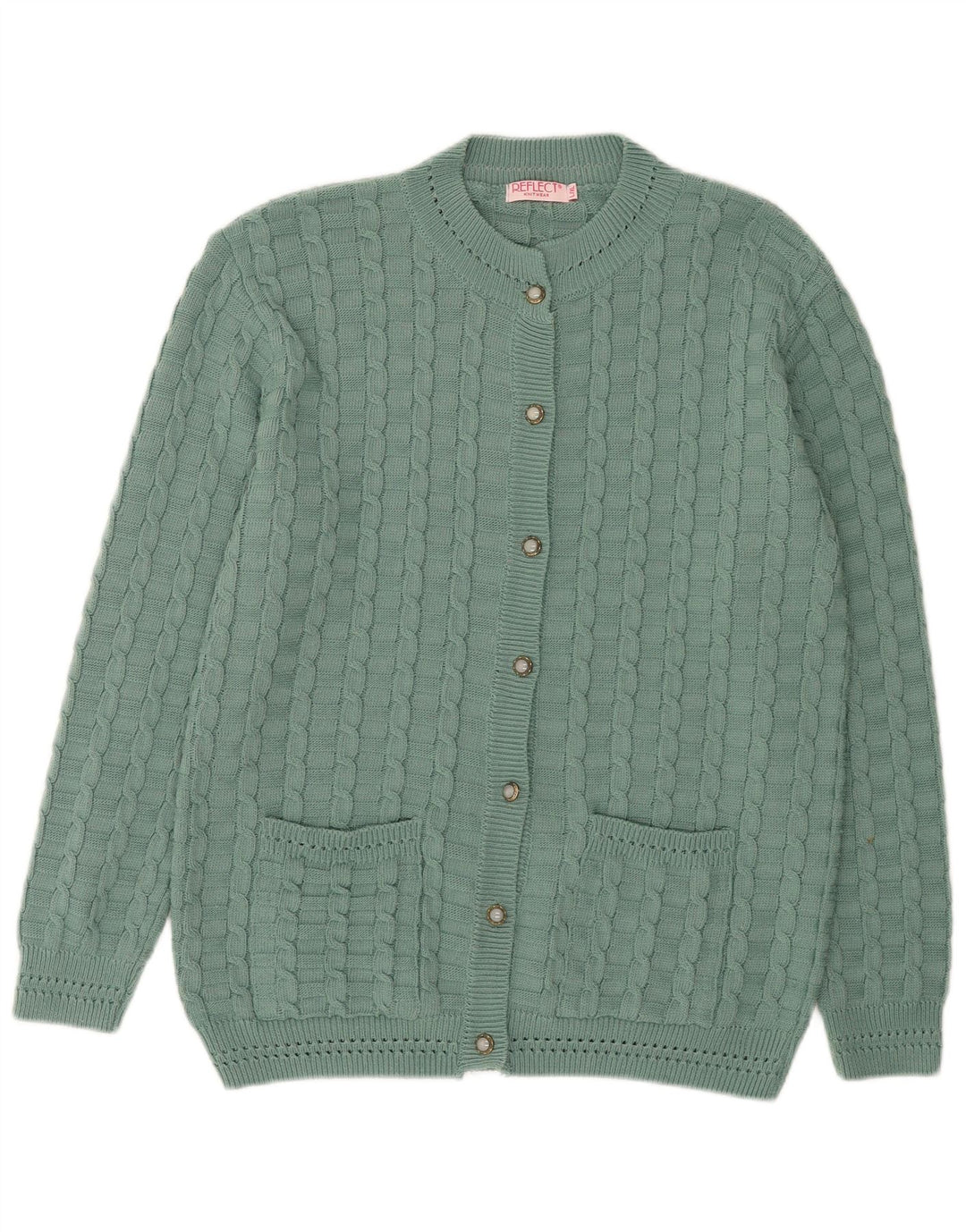 REFLECT Womens Cardigan Sweater UK 16 Large Green Polyester
