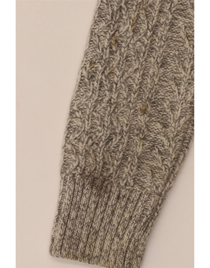 SUPERDRY Męski sweter zapinany na zamek, duży, beżowy, wełniany