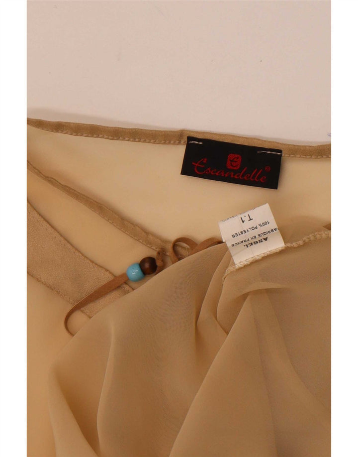 Damski top Escandelle Batwing przezroczysty UK 12, średni beżowy poliester