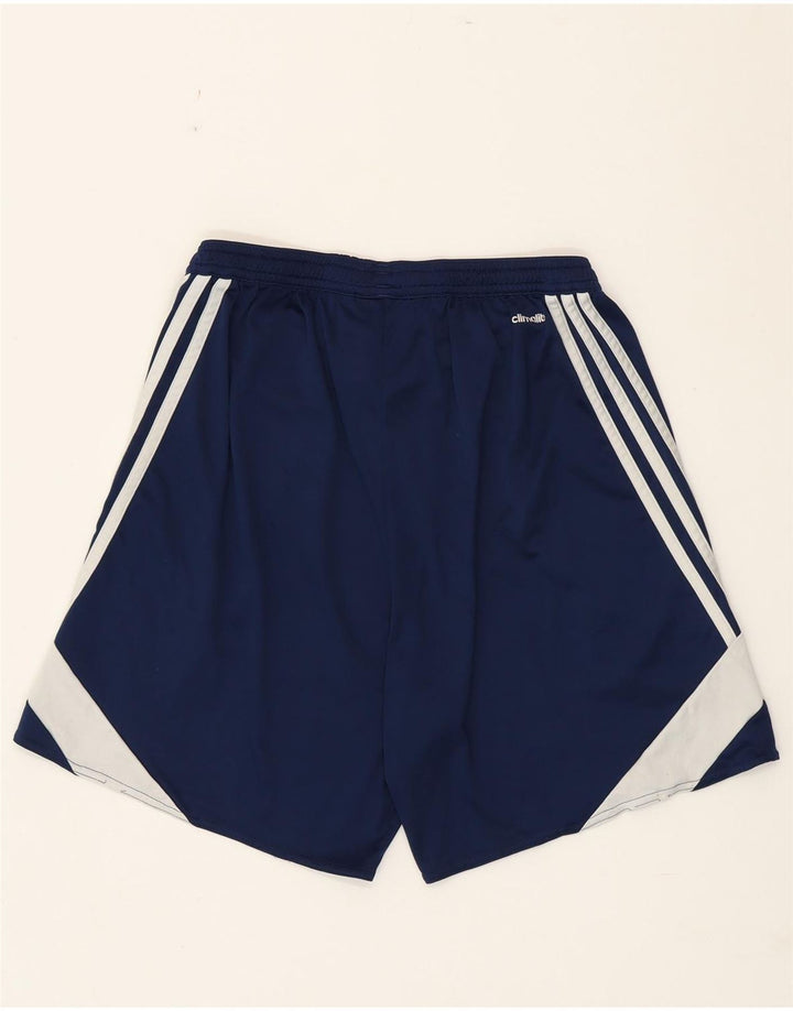 Męskie spodenki sportowe Adidas Climalite, średni granatowy, poliester z blokami kolorów