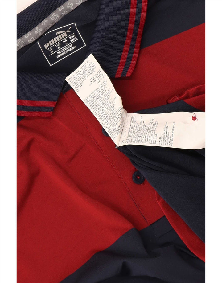 Męska koszulka polo Puma, duża, granatowa, poliestrowa w paski