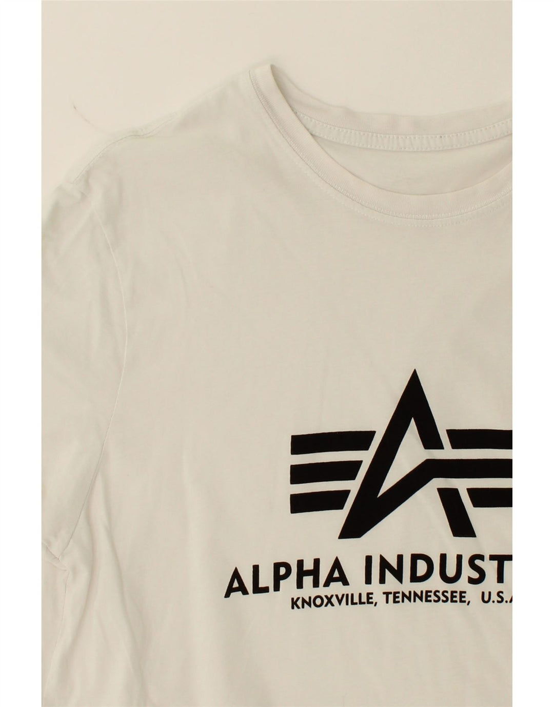 ALPHA INDUSTRIES Mens Graphic T-Shirt Top Medium White Cotton Vintage Alpha Industries and Second-Hand Alpha Industries from Messina Hembry 