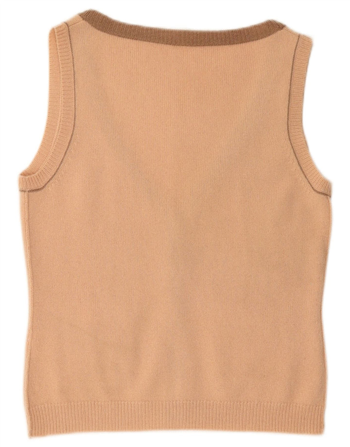 Damski sweter rozpinany SCHUMACHER bez rękawów UK 14, duży, różowy, wełniany