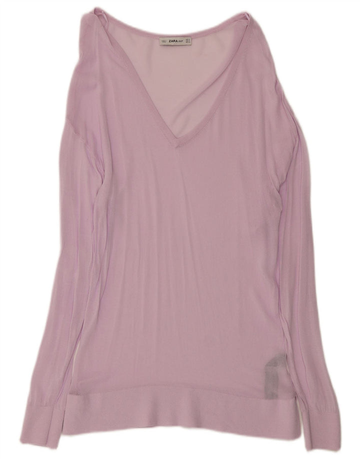 Damska prześwitująca bluzka Zara Top UK 10 Small Pink wiskoza