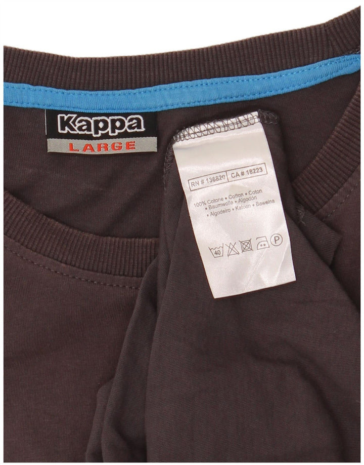 Męski T-shirt z grafiką KAPPA, duży, brązowy, bawełniany