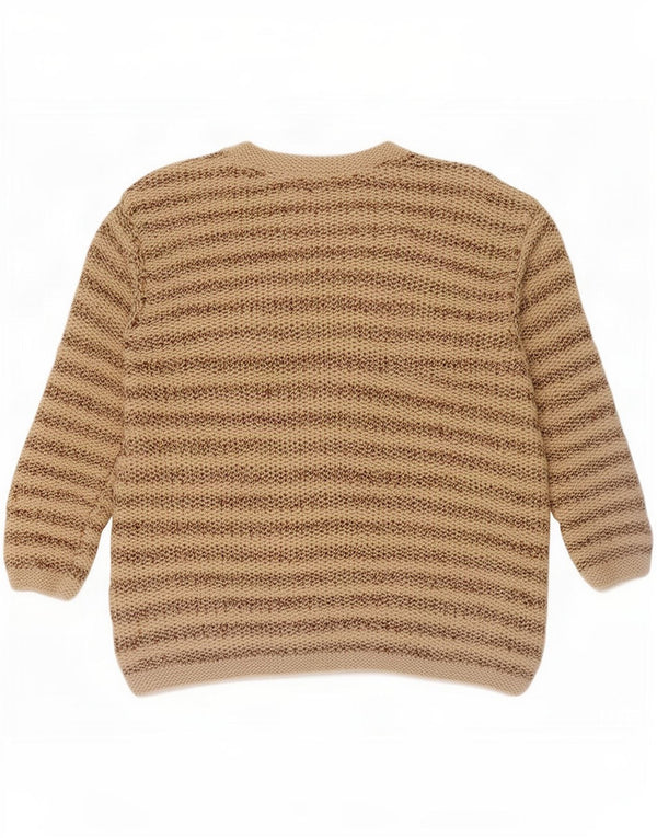 Sweter damski w stylu vintage, UK 14, bawełna w średnie beżowe paski