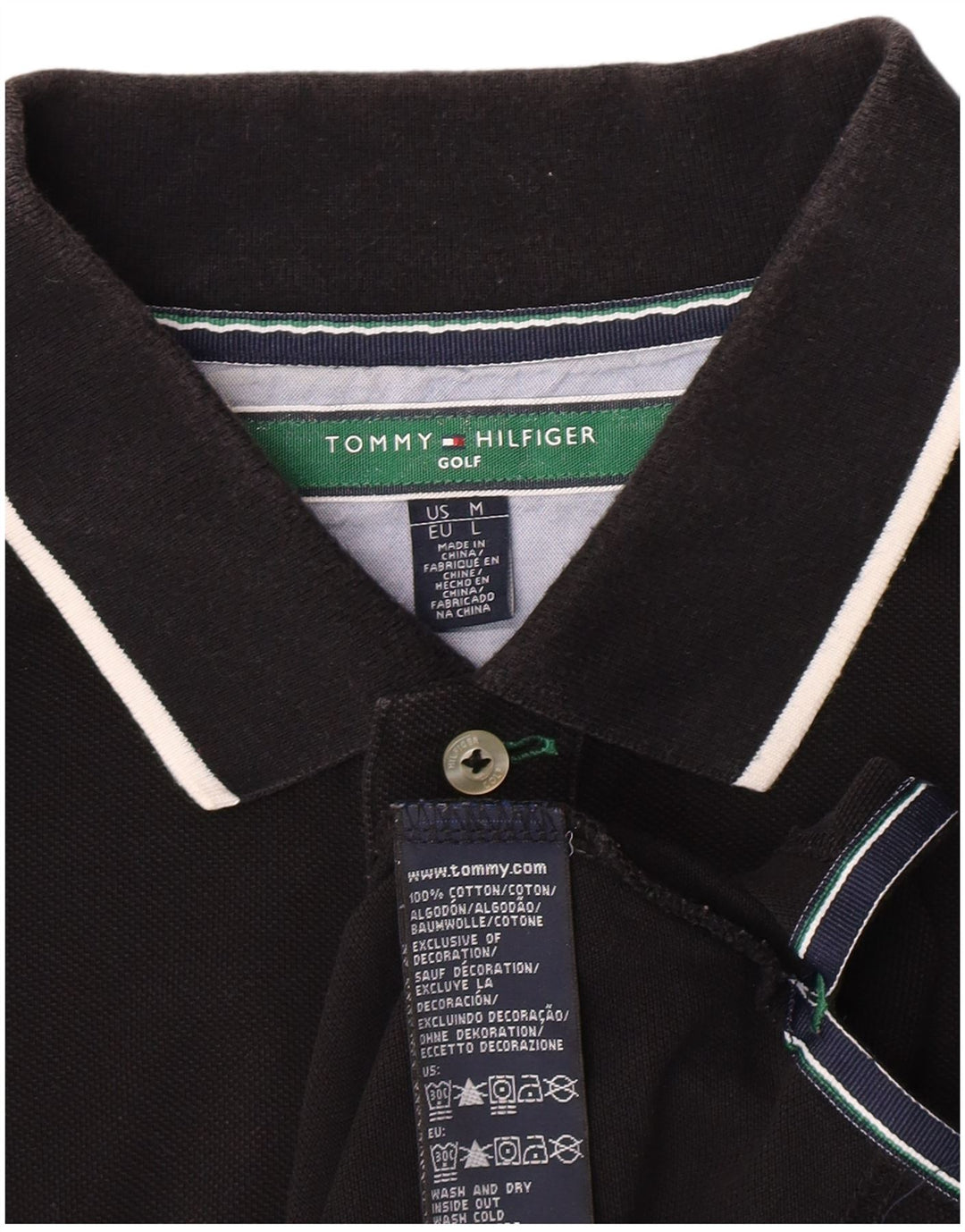 Męska koszulka polo Tommy Hilfiger Średnia czarna bawełniana klasyczna