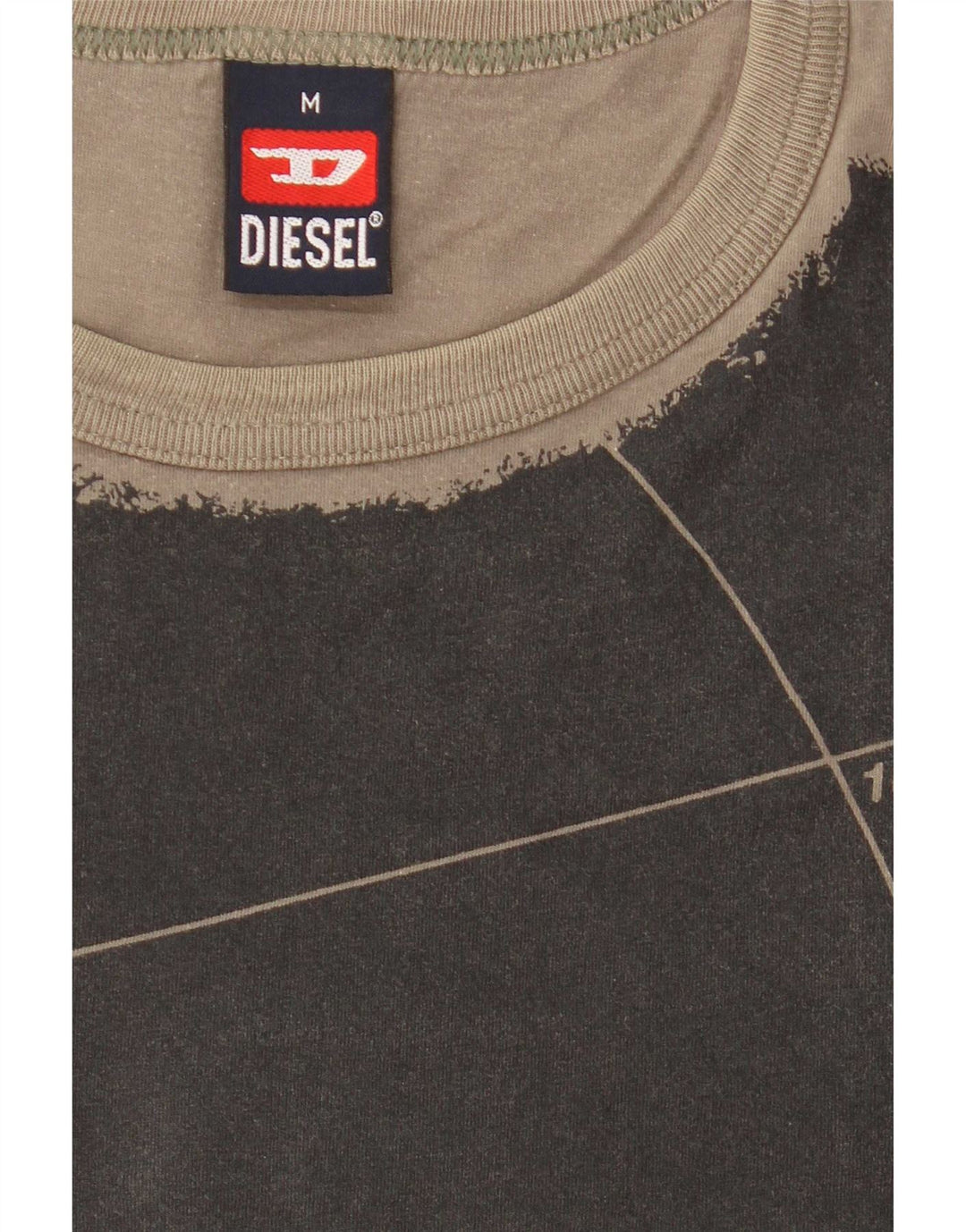 Męska koszulka z grafiką Diesel, średnia bawełna w kolorze khaki