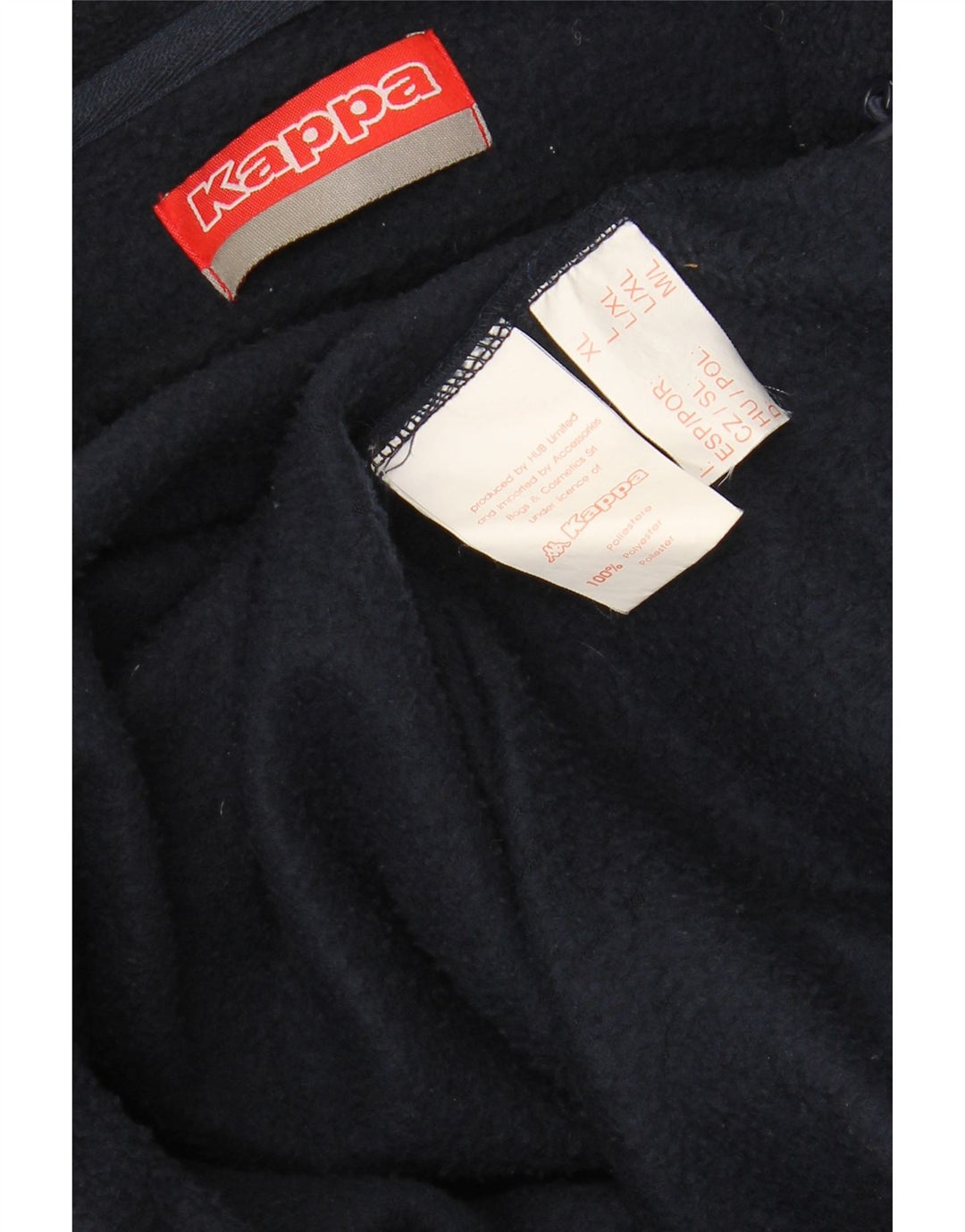KAPPA Mens Zip Neck Fleece Jumper XL Navy Blue Polyester Vintage Kappa and Second-Hand Kappa from Messina Hembry 