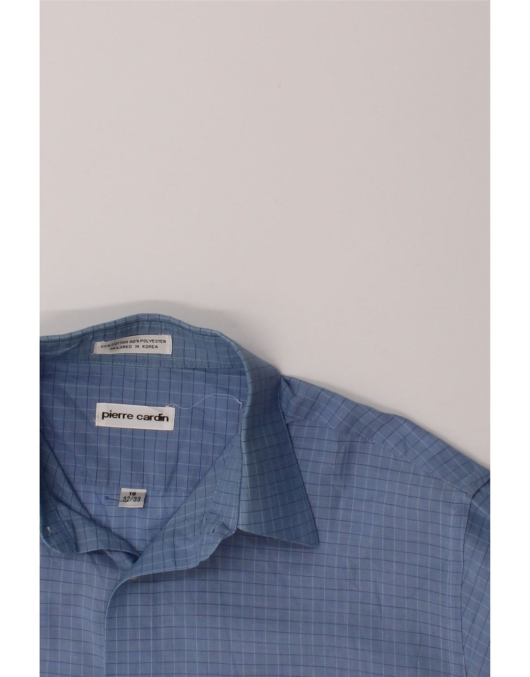 PIERRE CARDIN Mens Shirt Size 16 Large Blue Check Cotton Vintage Pierre Cardin and Second-Hand Pierre Cardin from Messina Hembry 