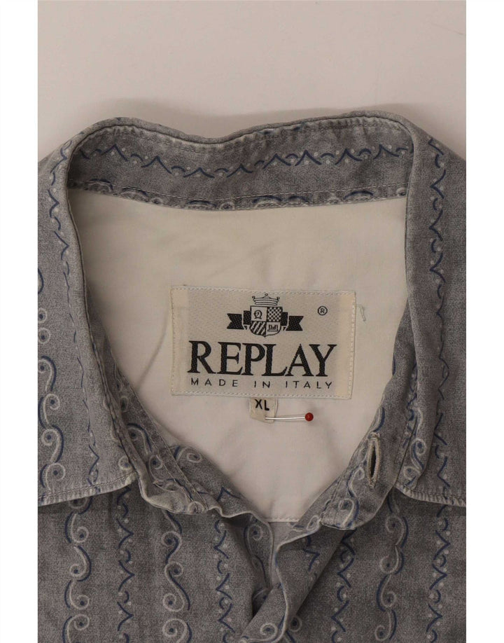 Replay Koszula męska XL Szara Paisley