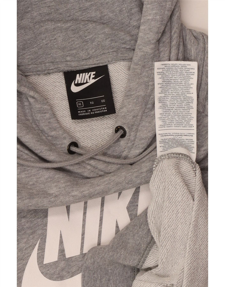 Męski sweter z kapturem i grafiką NIKE XL, szary, bawełniany w cętki