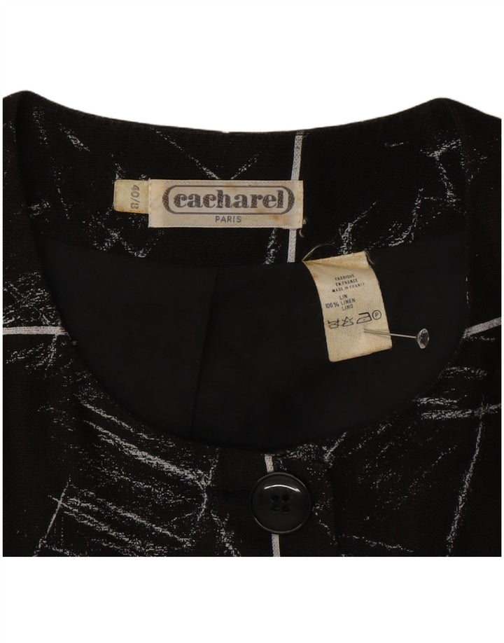 Damska marynarka Cacharel z abstrakcyjnym wzorem UK 8 w małą czarną kratkę