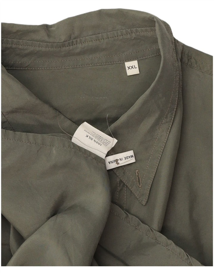 Koszula męska VINTAGE 2XL Khaki Jedwab