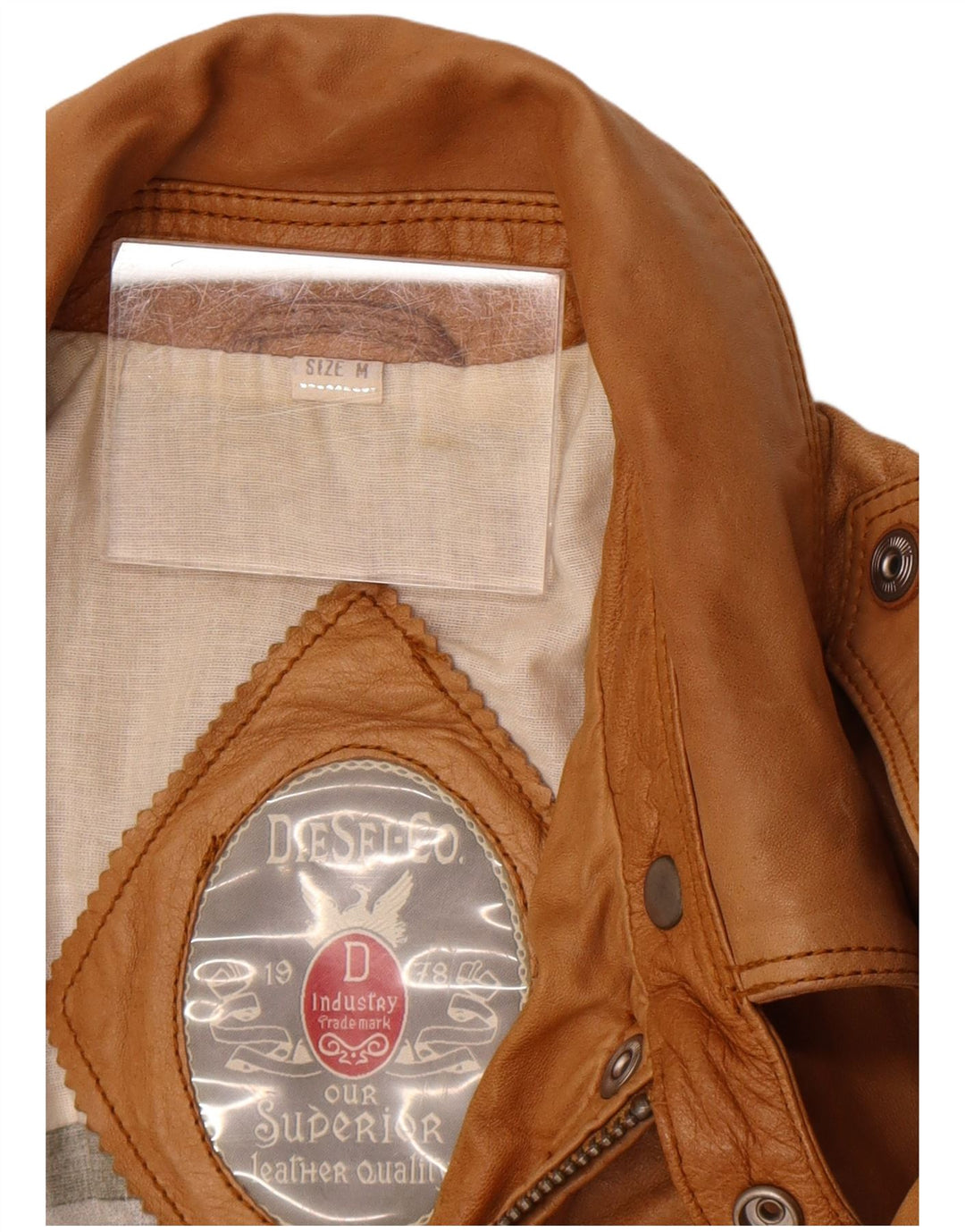 Kurtka skórzana męska Diesel UK 38 Średnia beżowa skóra
