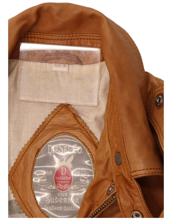 Kurtka skórzana męska Diesel UK 38 Średnia beżowa skóra