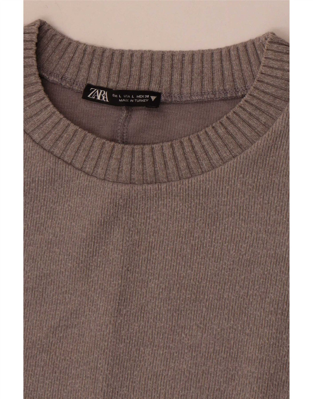 Damski sweter oversize z okrągłym dekoltem Zara UK 14, duży, szary