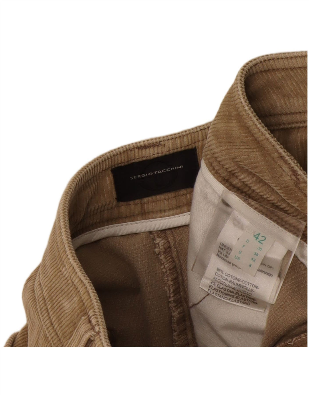 Spodnie sztruksowe Sergio Tacchini Bootcut IT 42 Medium W32 L26 Beżowe